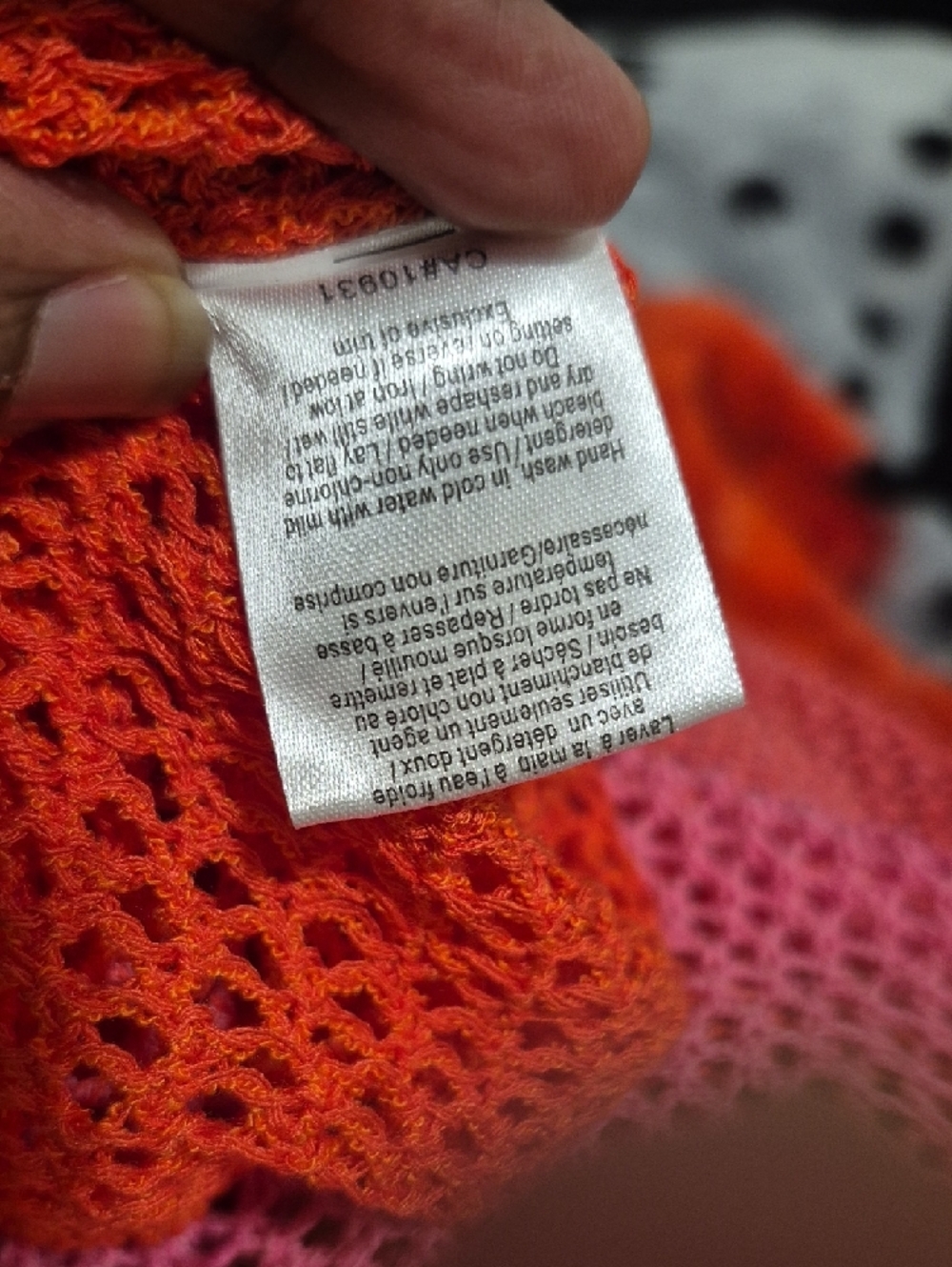 Melanie Lyne Pink & Orange Open-Knit Crochet Sweater - Size L - Picture 6 of 6